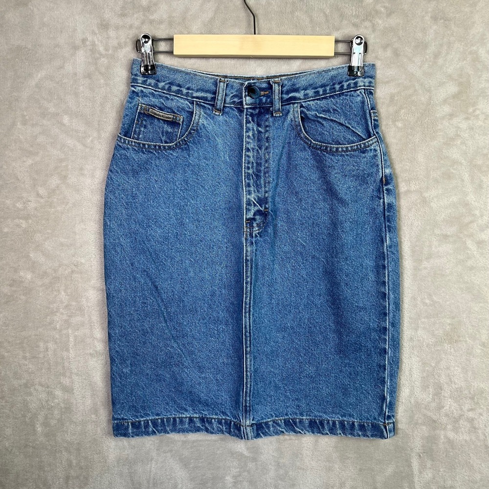 Vintage Calvin Klein Denim Skirt Women's Size 7 Jean 100% Cotton USA 80s 90s Y2K
